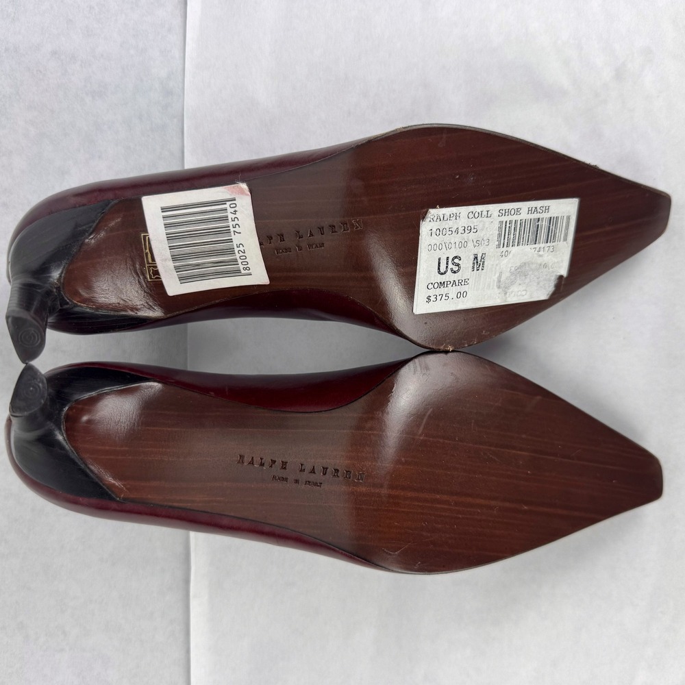 Ralph Lauren Collection Burgundy Leather Loafer Pumps Made in Italy WT 1365 7B - Picture 4 of 6